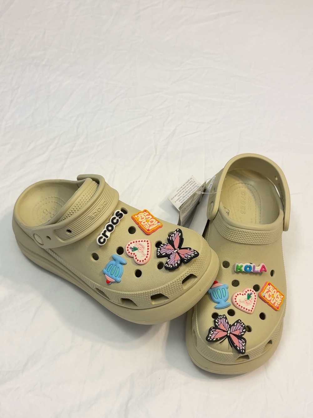 Crocs  Classic Clog in Beige with Fun Charms